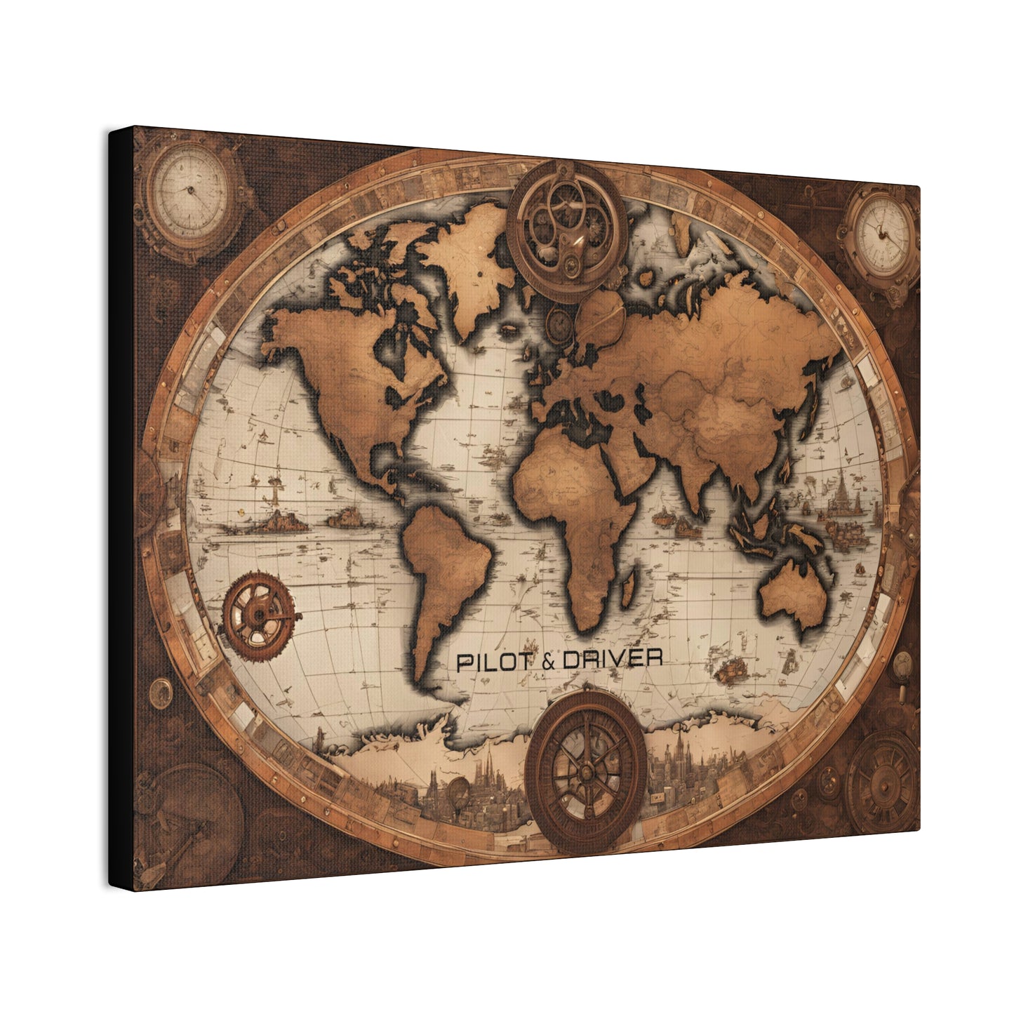Pilot & Driver™ Vintage Maps Collection | Stretched Canvas Prints | Map 02
