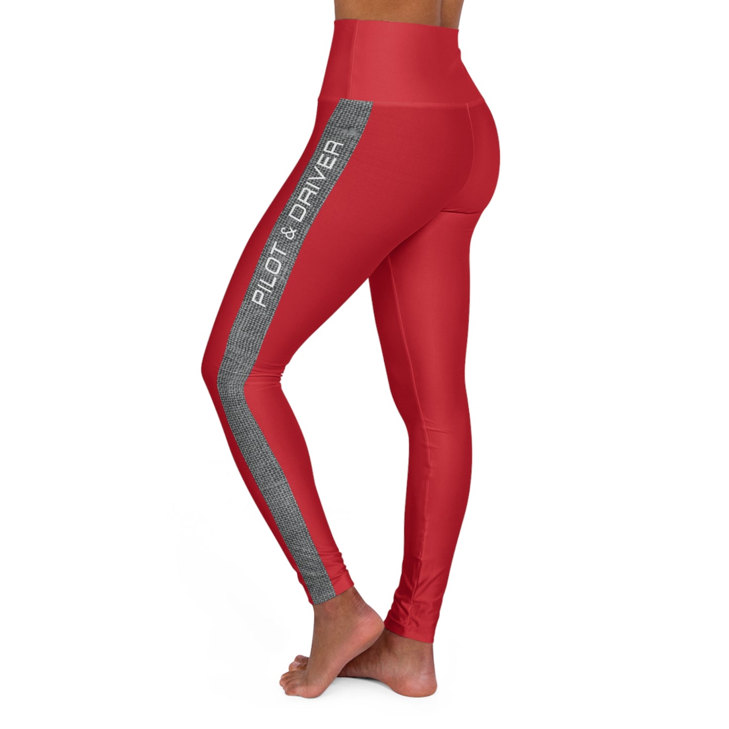 Pilot & Driver™ | High-Waisted Track Leggings | Crimson Red