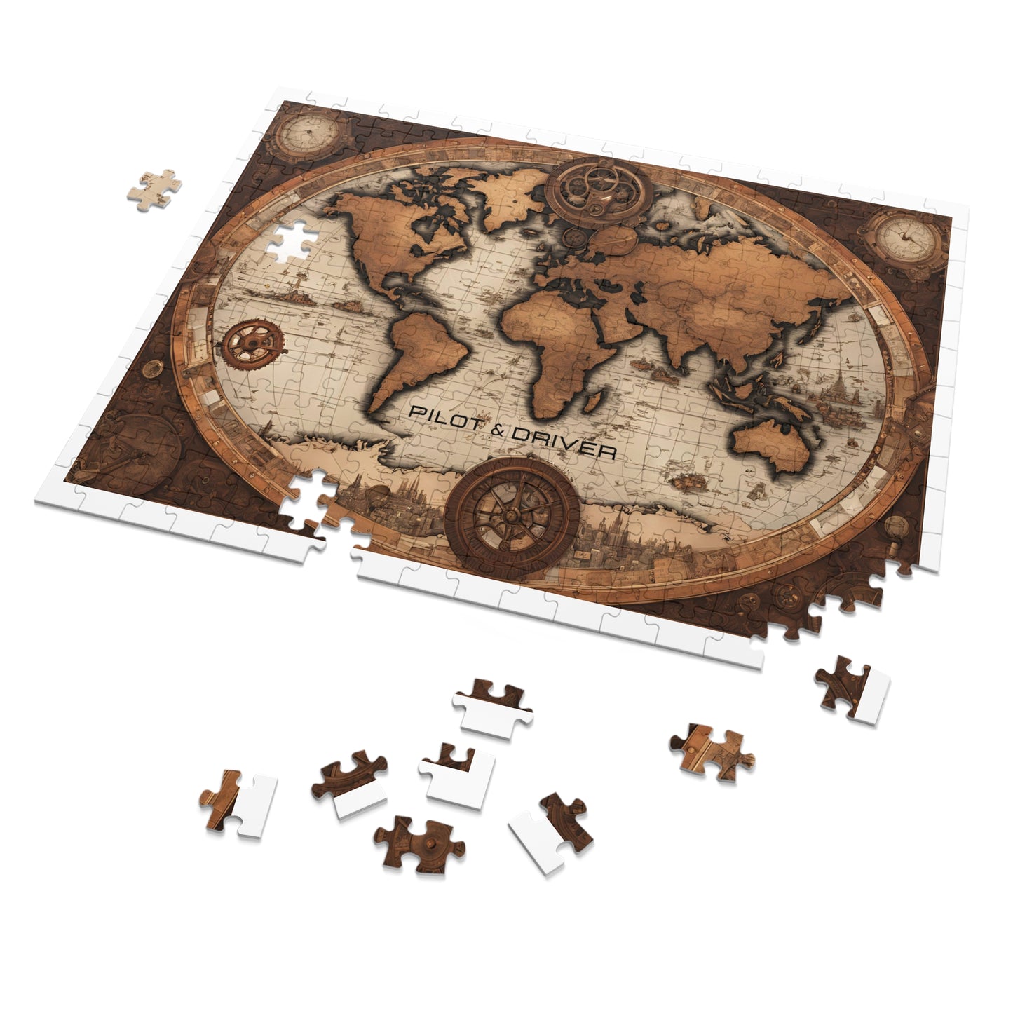 Vintage World Map 02 | Jigsaw Puzzle with Tin