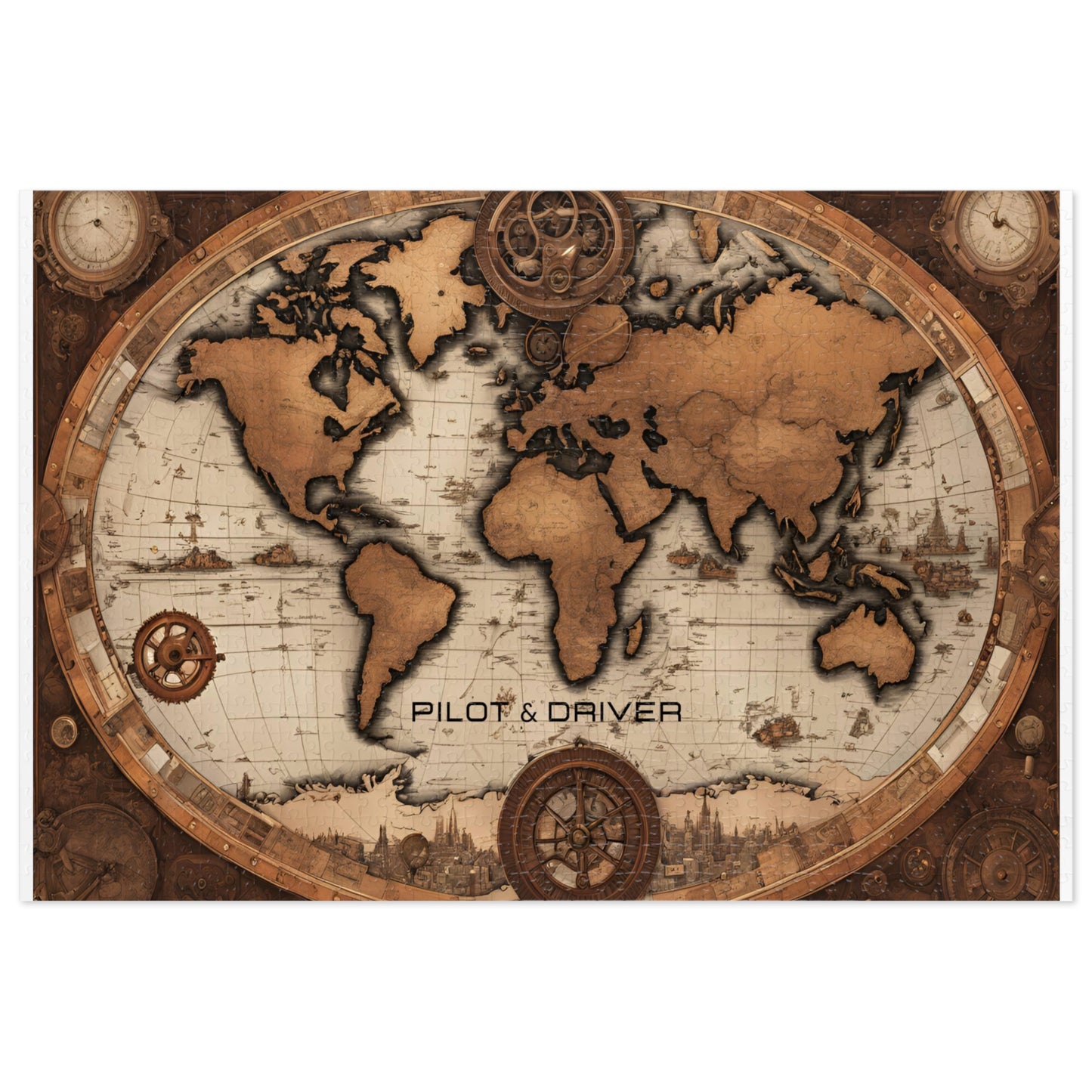 Vintage World Map 02 | Jigsaw Puzzle with Tin