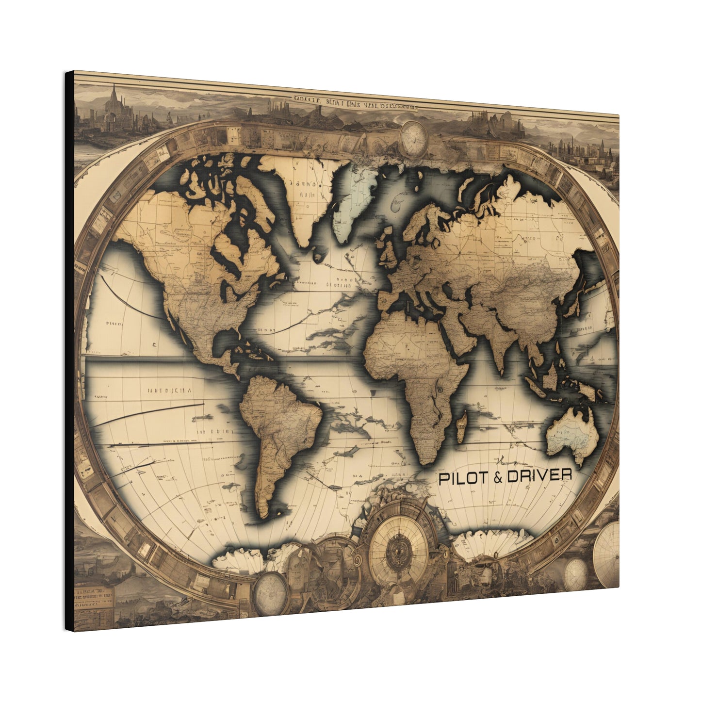 Pilot & Driver™ Vintage Maps Collection | Stretched Canvas Prints | Map 01