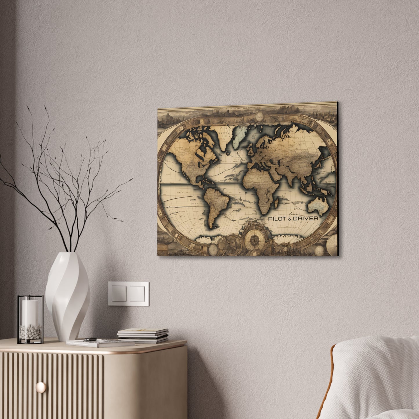 Pilot & Driver™ Vintage Maps Collection | Stretched Canvas Prints | Map 01