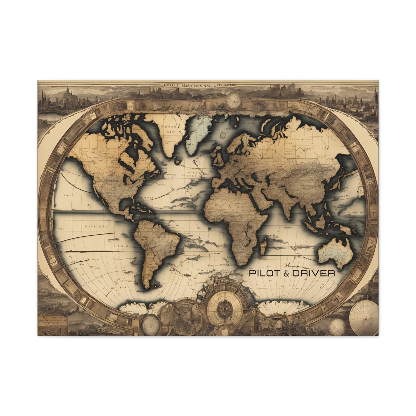 Pilot & Driver™ Vintage Maps Collection | Stretched Canvas Prints | Map 01