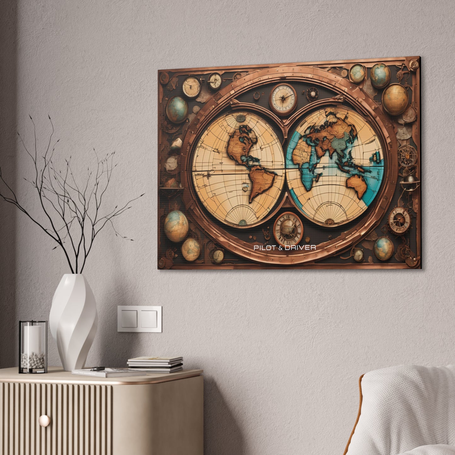 Pilot & Driver™ Vintage Maps Collection | Stretched Canvas Prints | Map 04