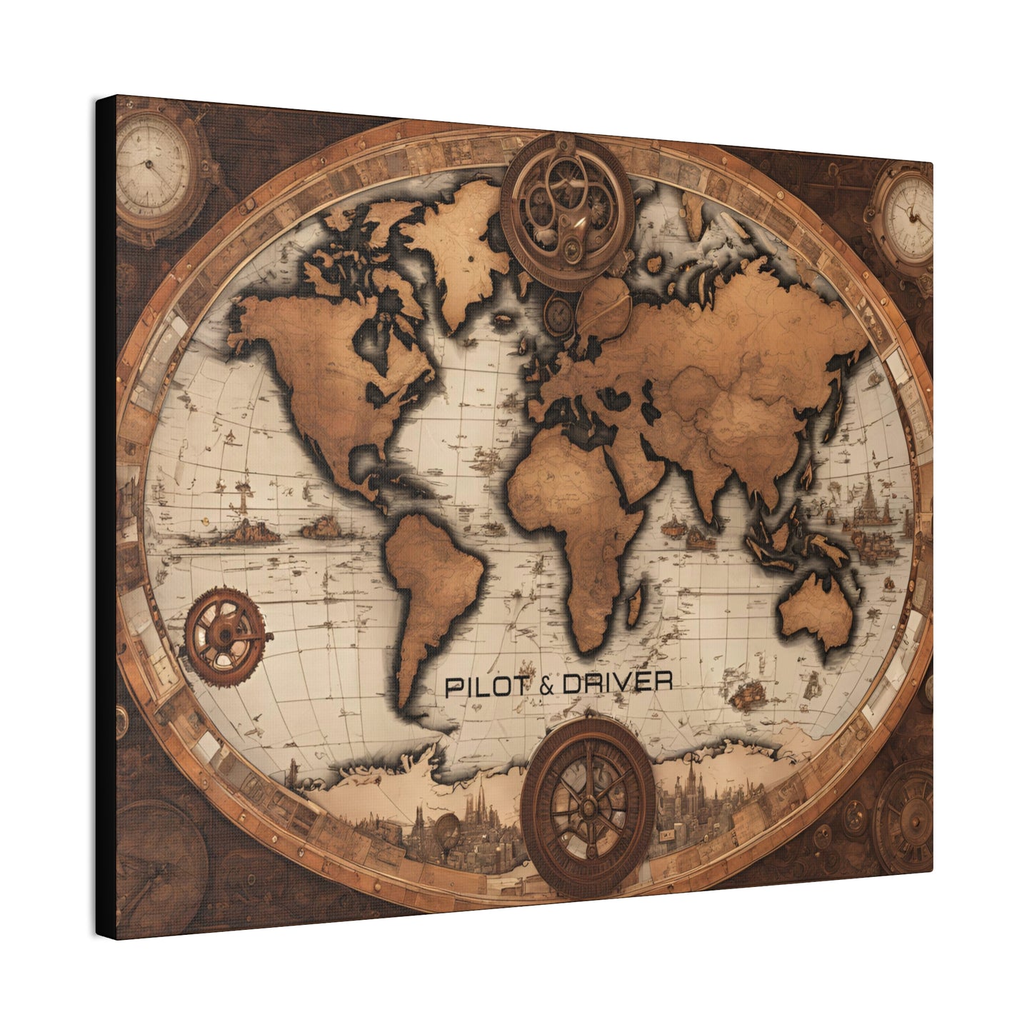Pilot & Driver™ Vintage Maps Collection | Stretched Canvas Prints | Map 02