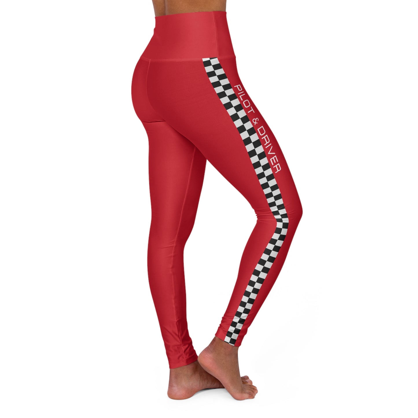 Pilot & Driver™ | High-Waisted Track Leggings | Crimson Red 02