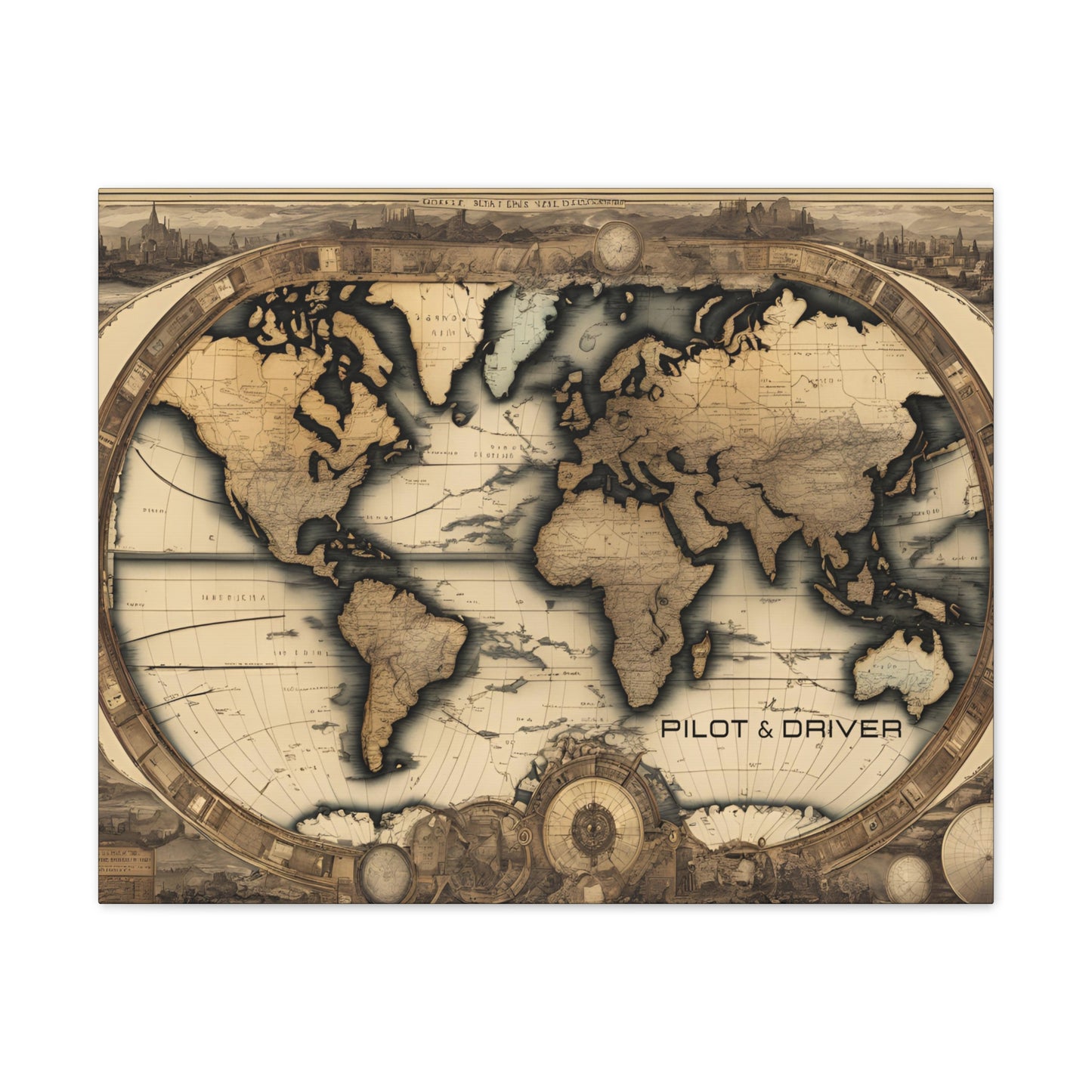 Pilot & Driver™ Vintage Maps Collection | Stretched Canvas Prints | Map 01