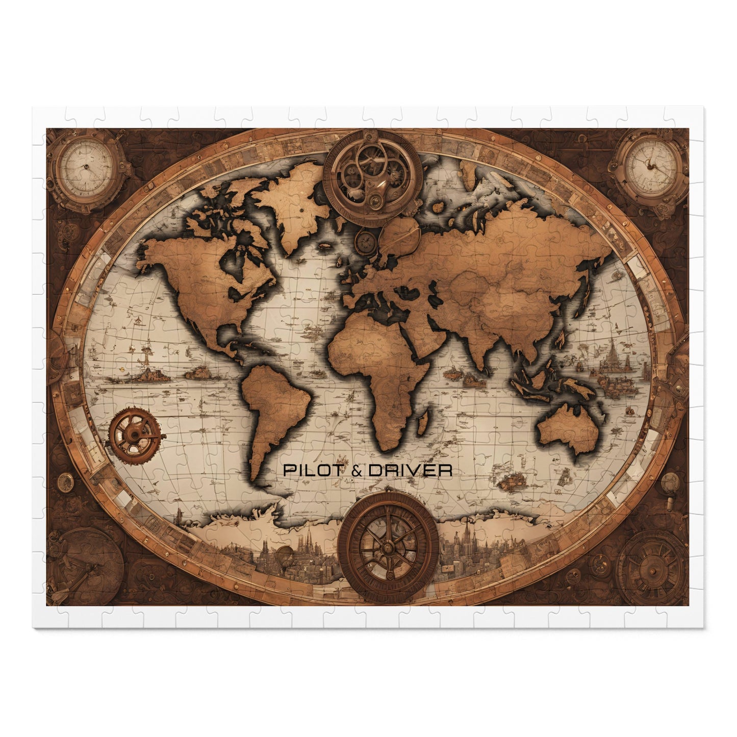 Vintage World Map 02 | Jigsaw Puzzle with Tin