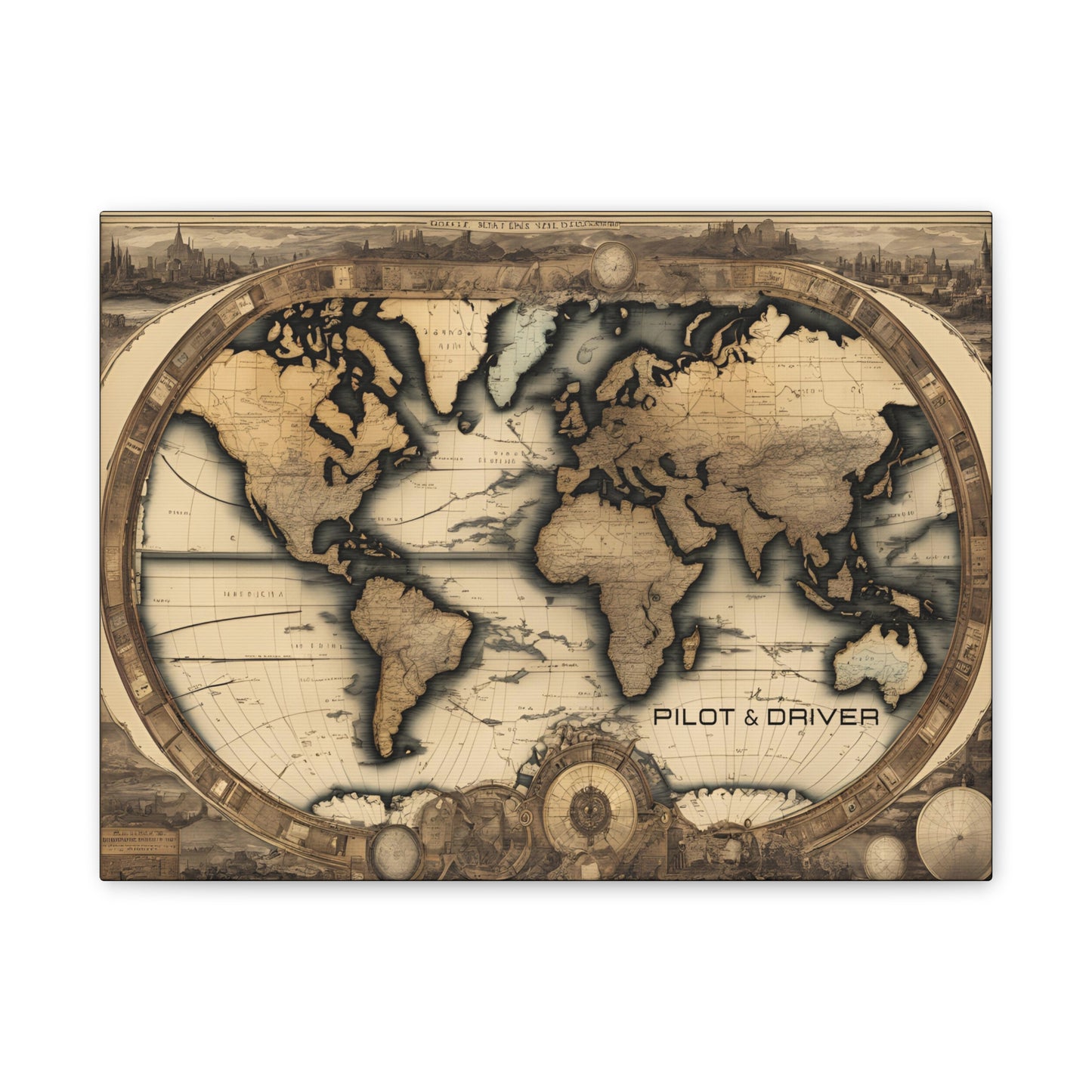 Pilot & Driver™ Vintage Maps Collection | Stretched Canvas Prints | Map 01
