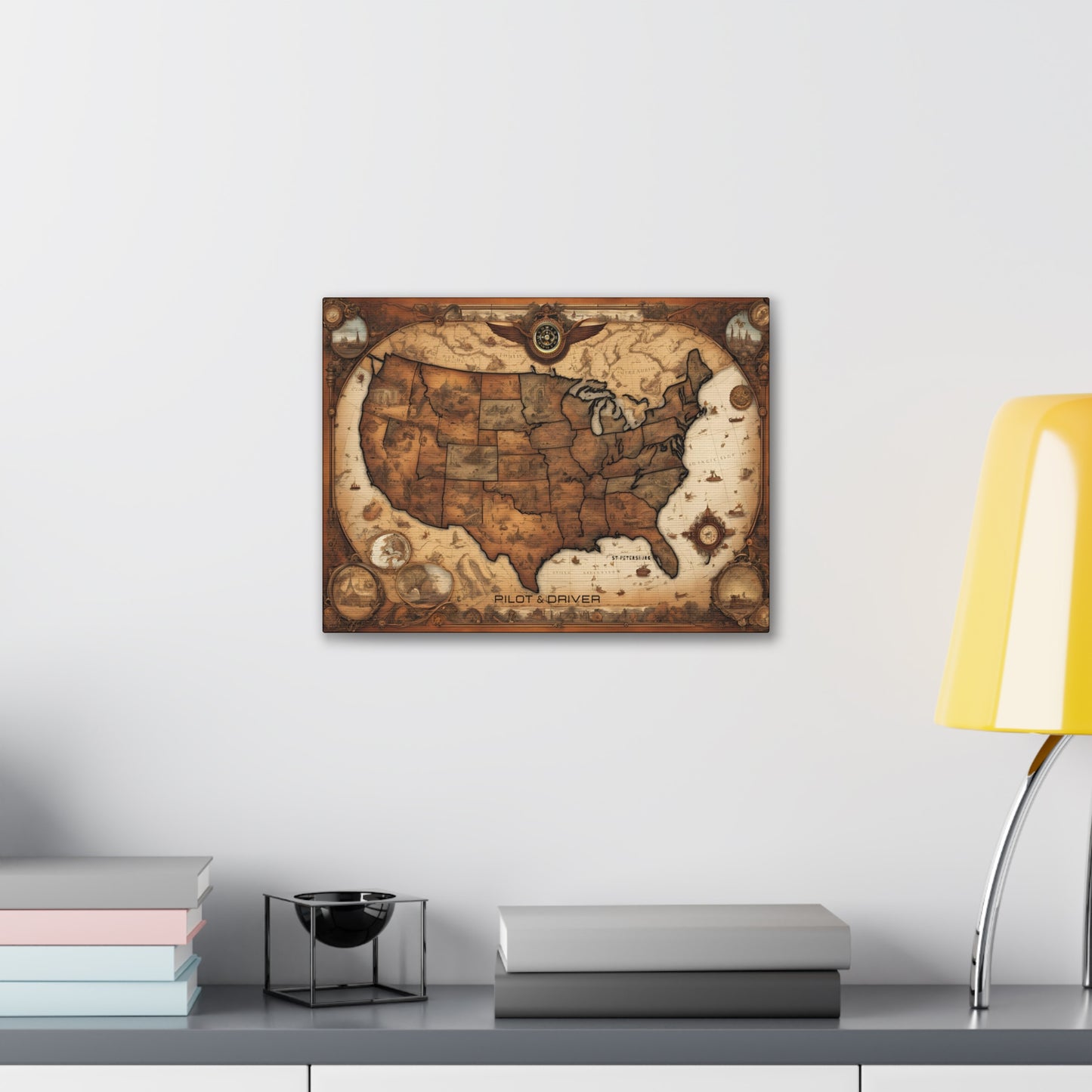 Pilot & Driver™ Vintage Maps Collection | Stretched Canvas Prints | USA 01