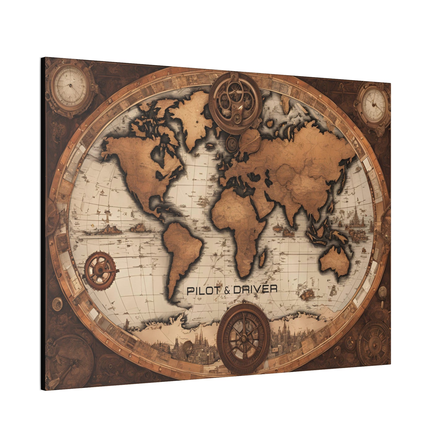 Pilot & Driver™ Vintage Maps Collection | Stretched Canvas Prints | Map 02