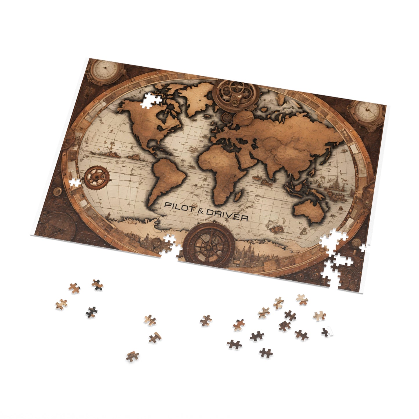 Vintage World Map 02 | Jigsaw Puzzle with Tin