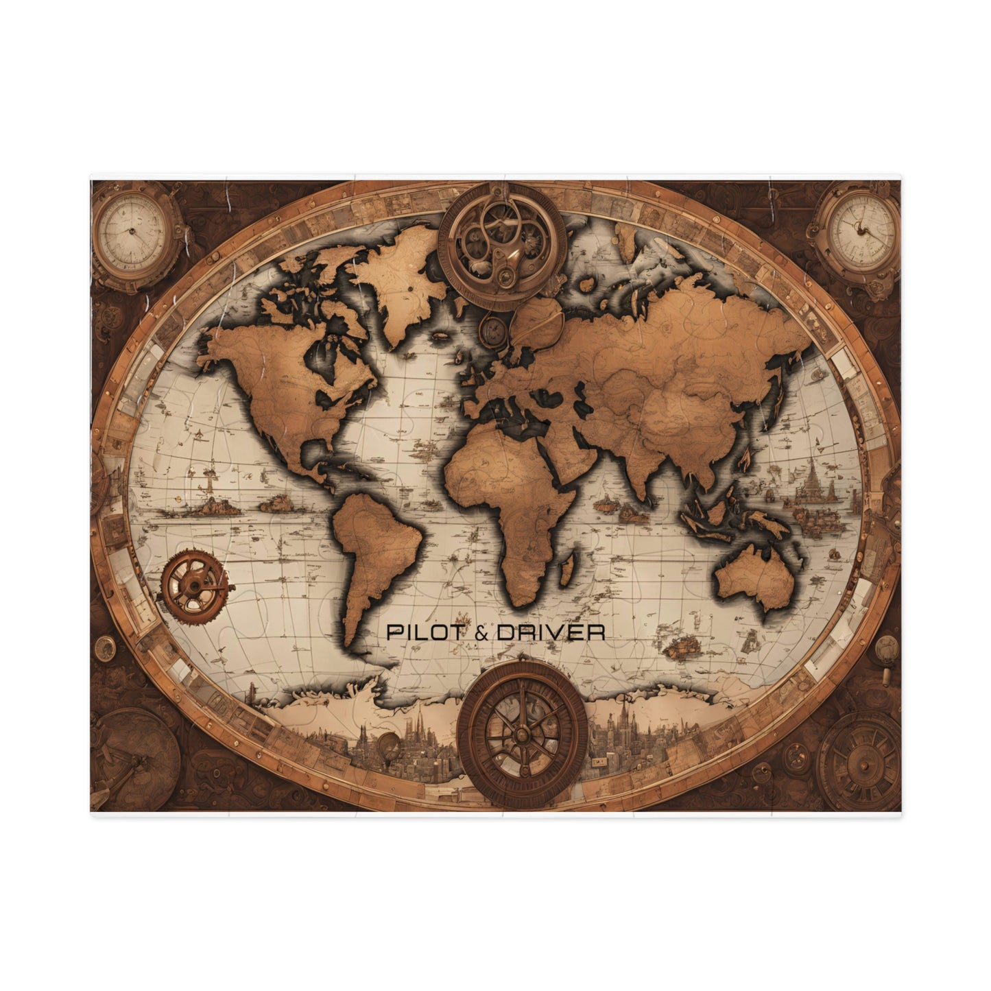 Vintage World Map 02 | Jigsaw Puzzle with Tin