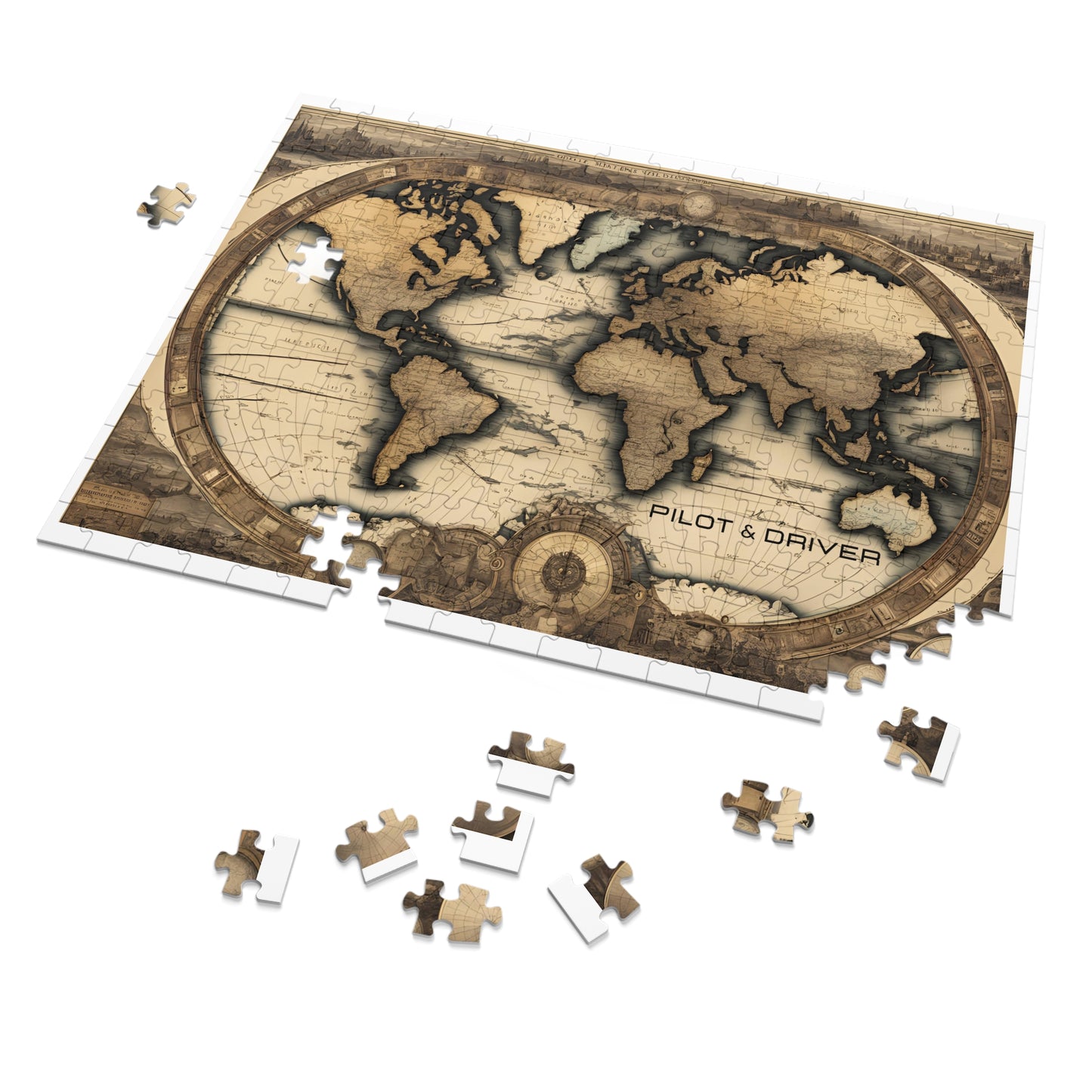 Vintage World Map 01 | Jigsaw Puzzle with Tin