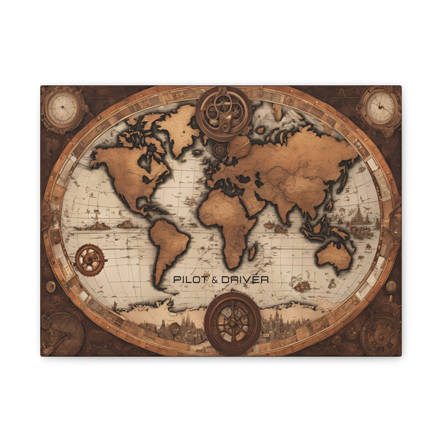 Pilot & Driver™ Vintage Maps Collection | Stretched Canvas Prints | Map 02