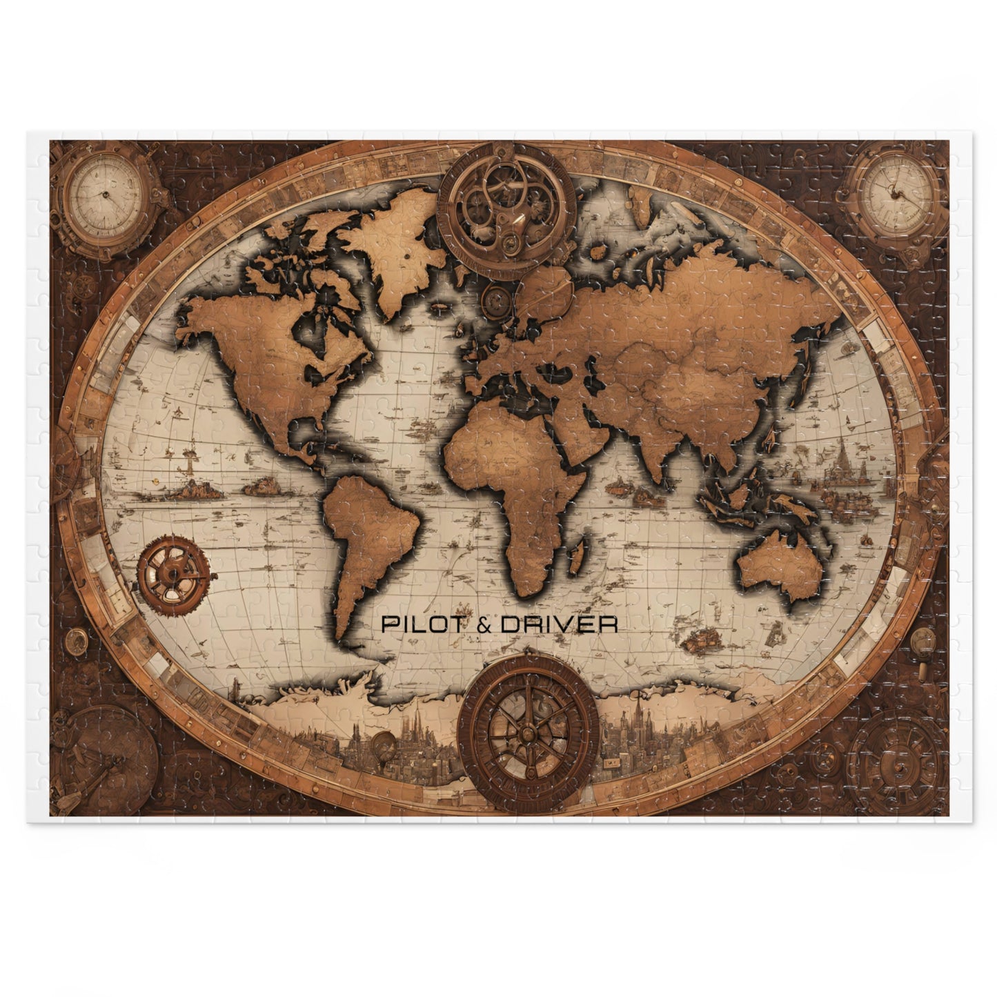 Vintage World Map 02 | Jigsaw Puzzle with Tin
