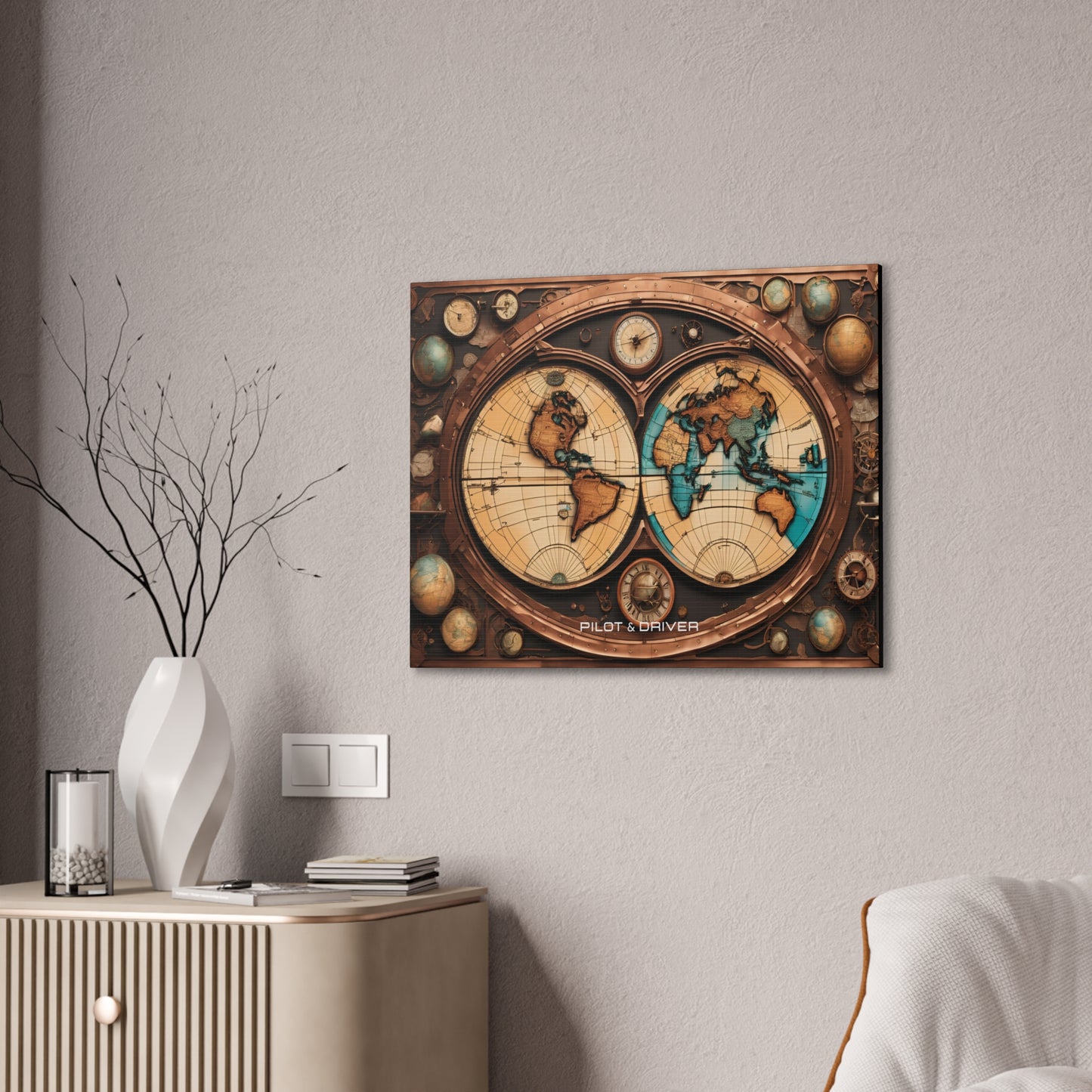 Pilot & Driver™ Vintage Maps Collection | Stretched Canvas Prints | Map 04