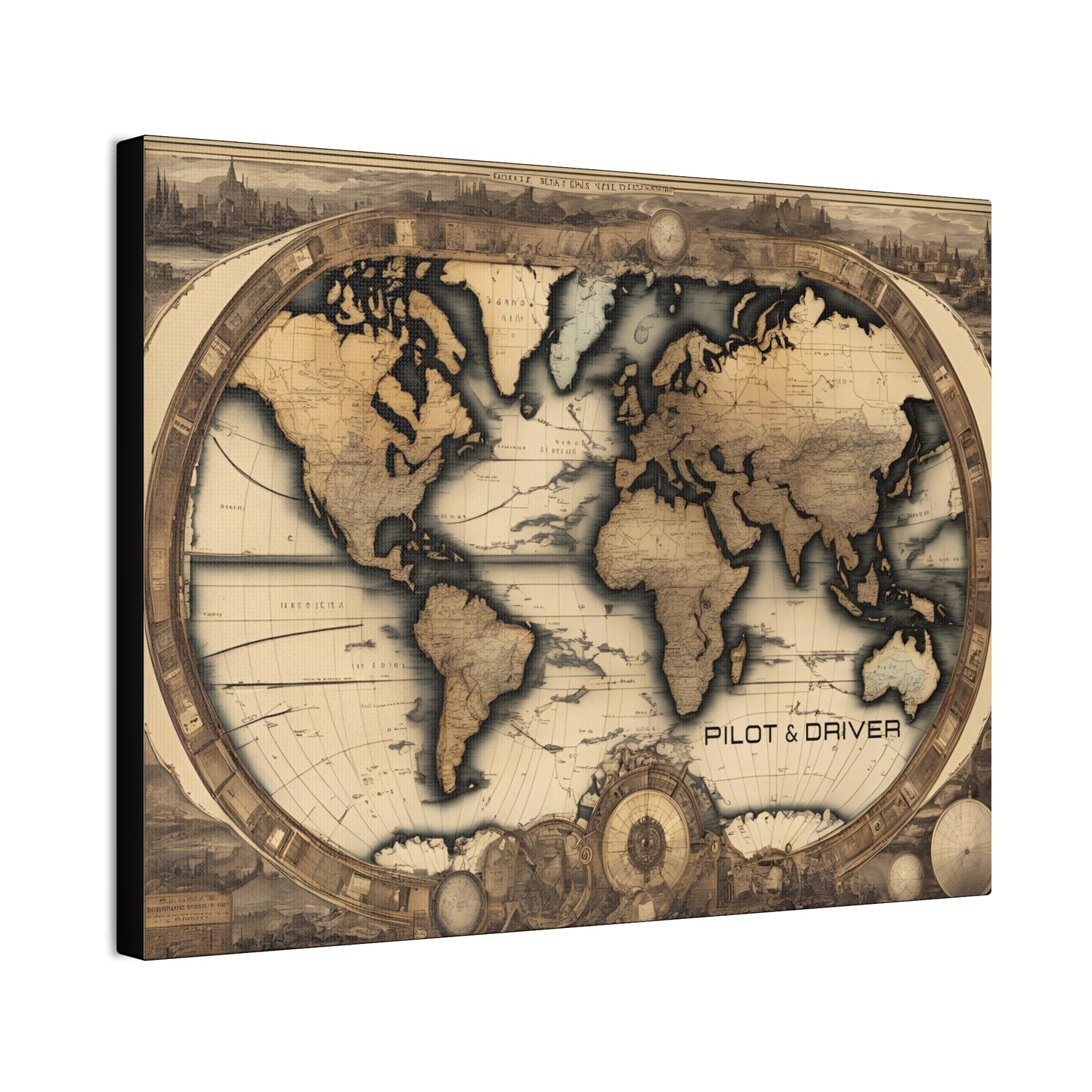 Pilot & Driver™ Vintage Maps Collection | Stretched Canvas Prints | Map 01