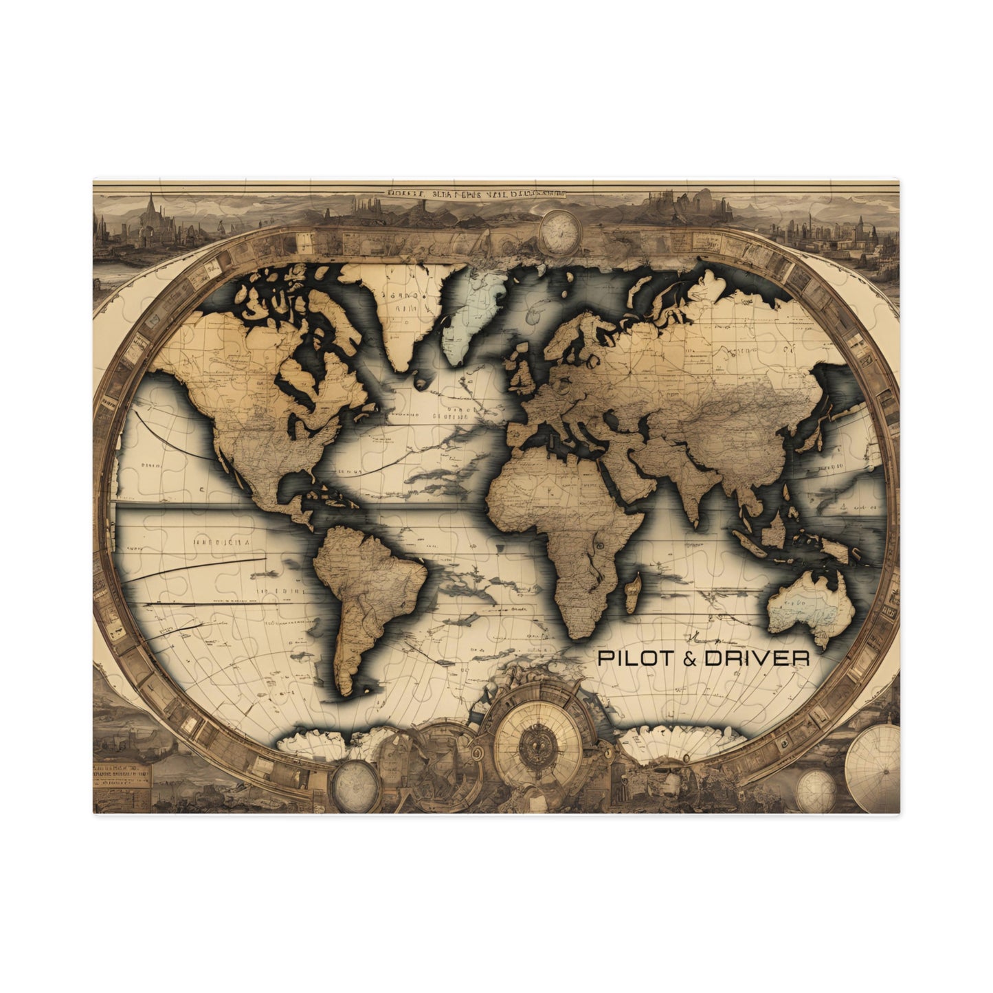 Vintage World Map 01 | Jigsaw Puzzle with Tin