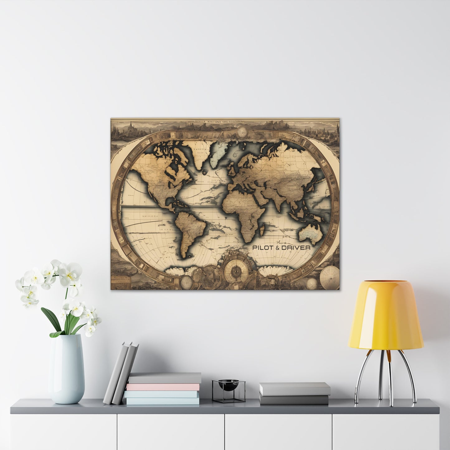Pilot & Driver™ Vintage Maps Collection | Stretched Canvas Prints | Map 01
