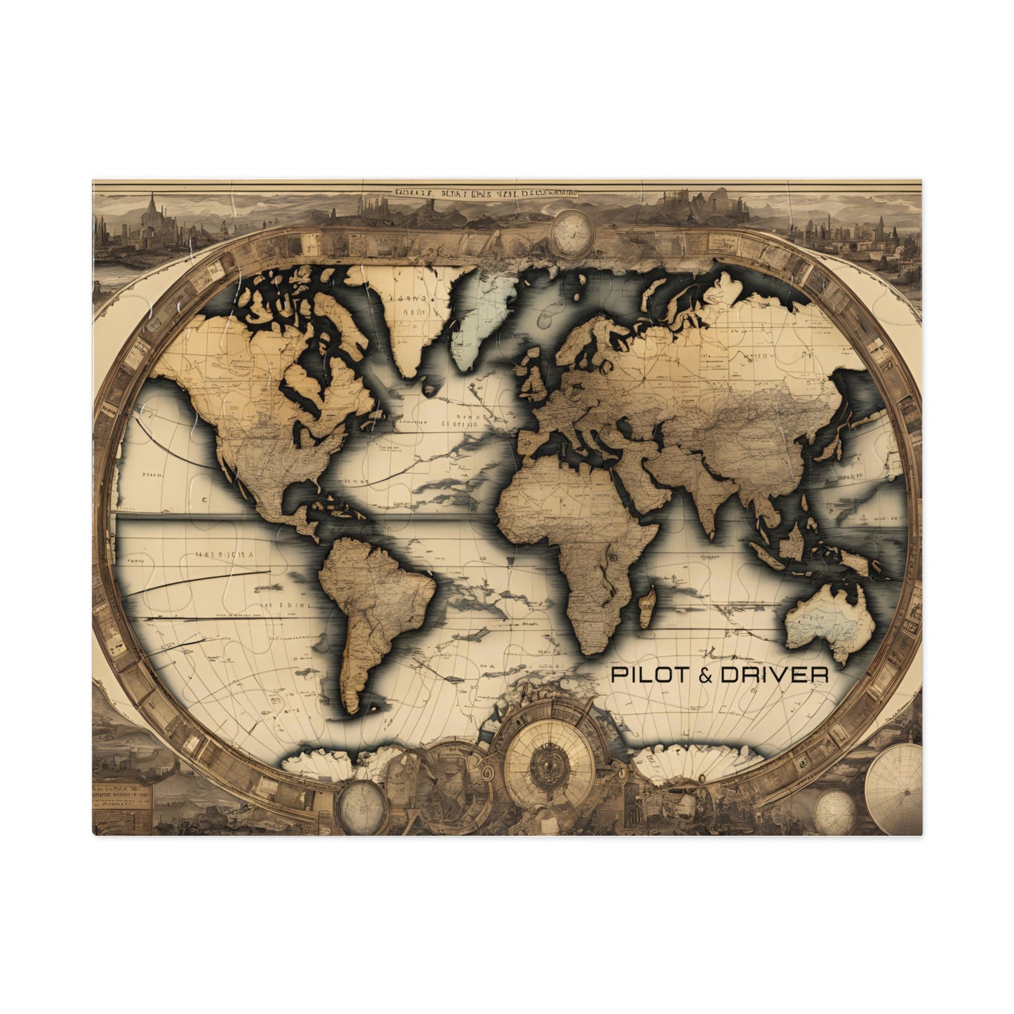 Vintage World Map 01 | Jigsaw Puzzle with Tin