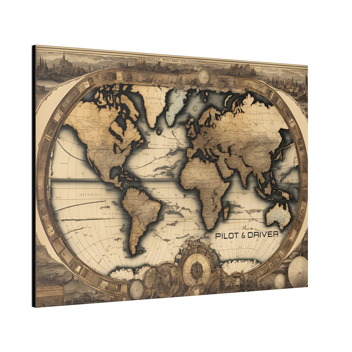 Pilot & Driver™ Vintage Maps Collection | Stretched Canvas Prints | Map 01