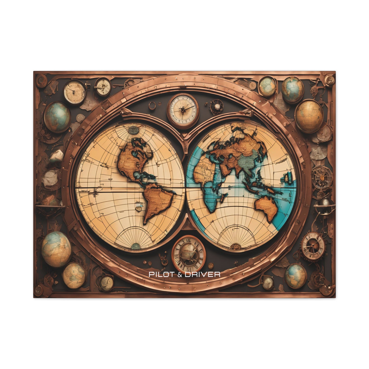 Pilot & Driver™ Vintage Maps Collection | Stretched Canvas Prints | Map 04
