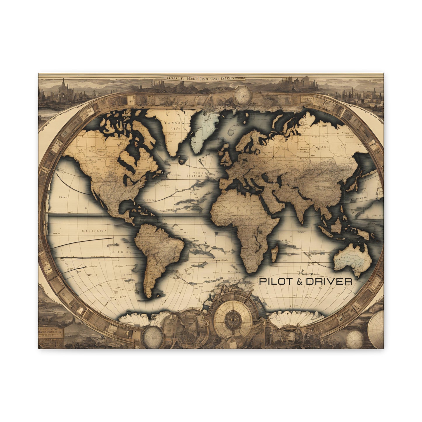 Pilot & Driver™ Vintage Maps Collection | Stretched Canvas Prints | Map 01