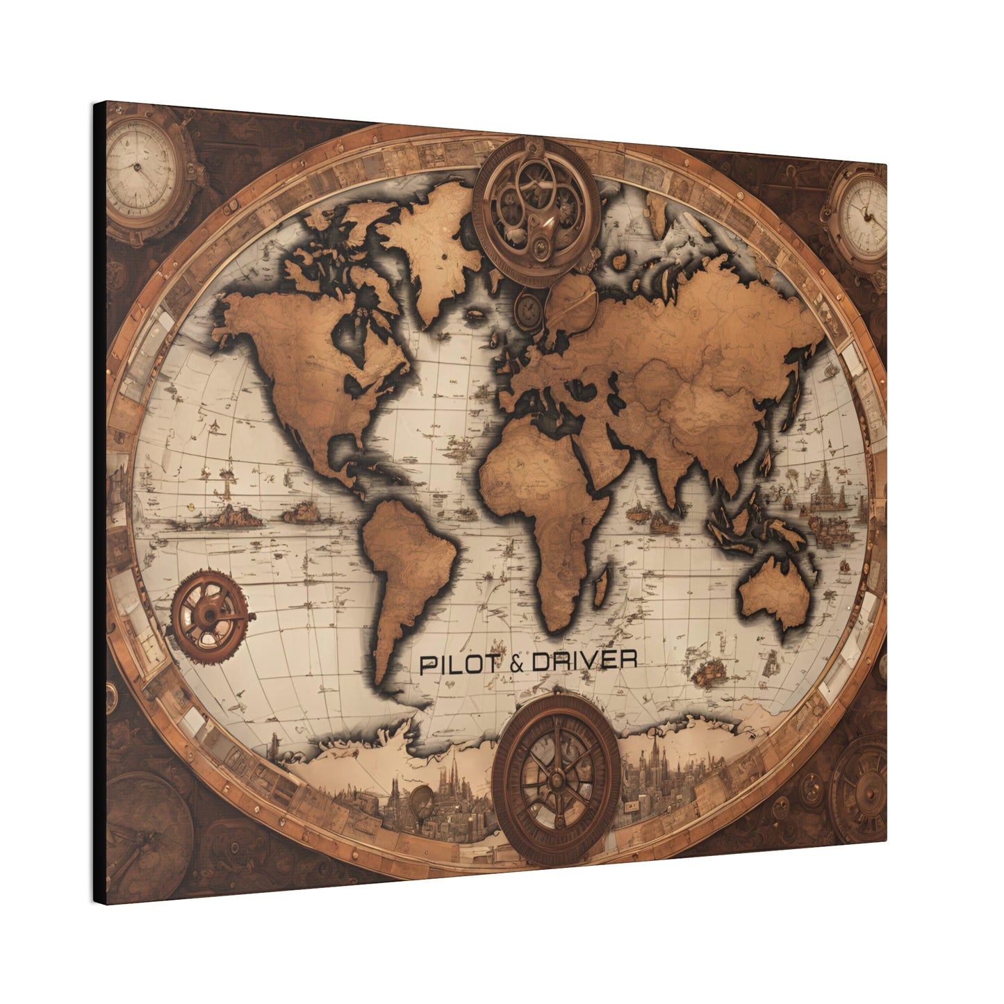 Pilot & Driver™ Vintage Maps Collection | Stretched Canvas Prints | Map 02