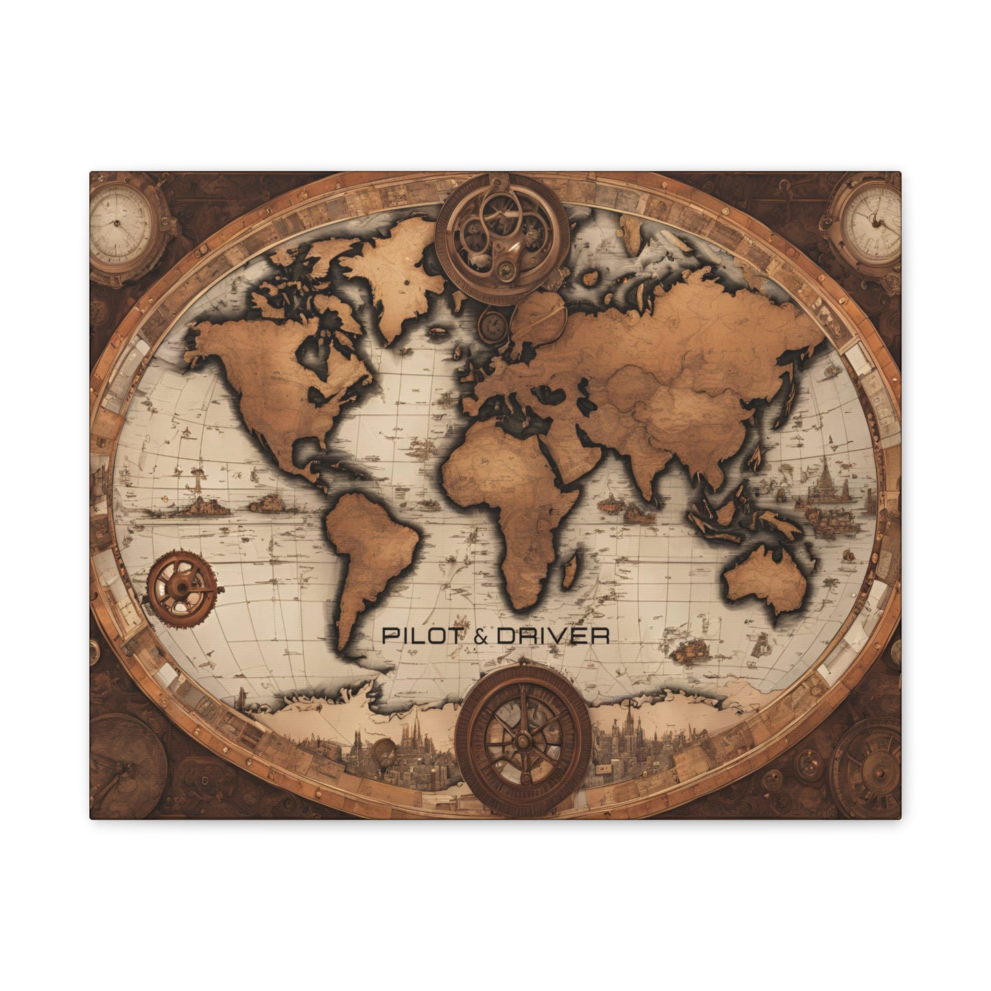 Pilot & Driver™ Vintage Maps Collection | Stretched Canvas Prints | Map 02