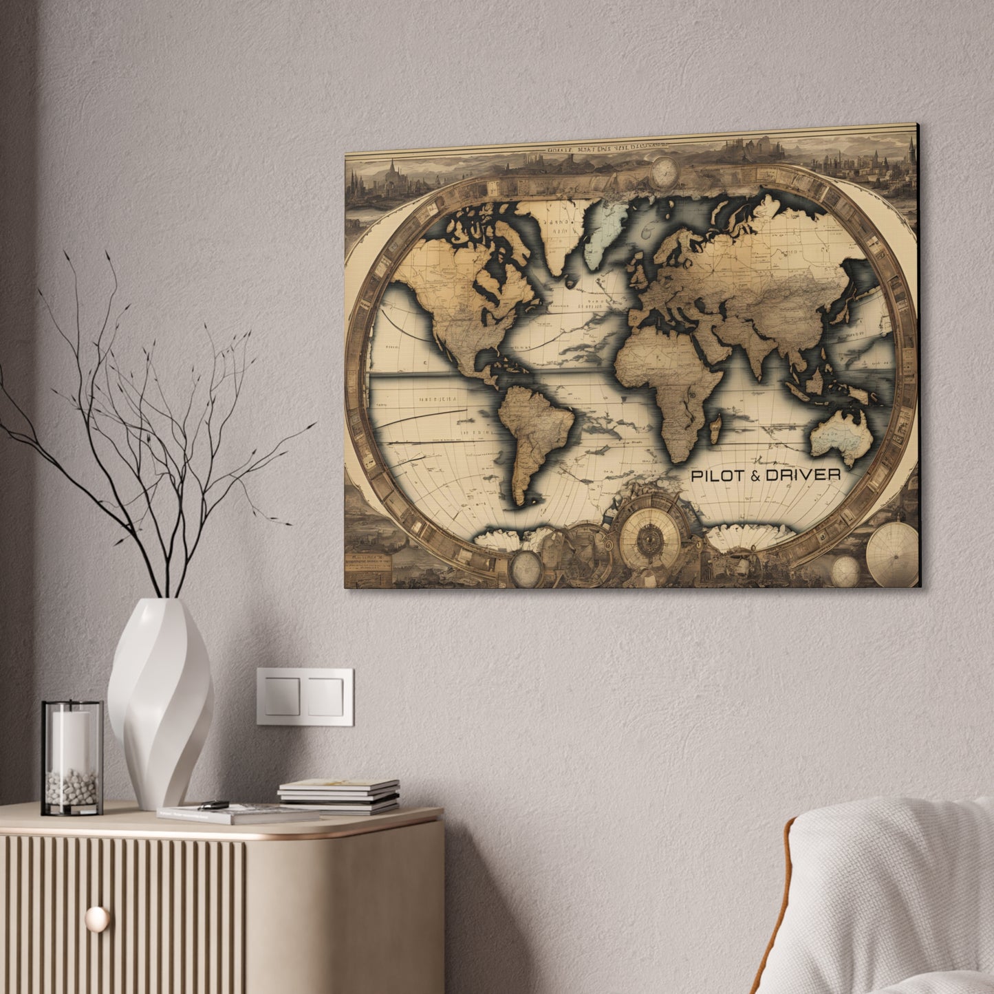 Pilot & Driver™ Vintage Maps Collection | Stretched Canvas Prints | Map 01