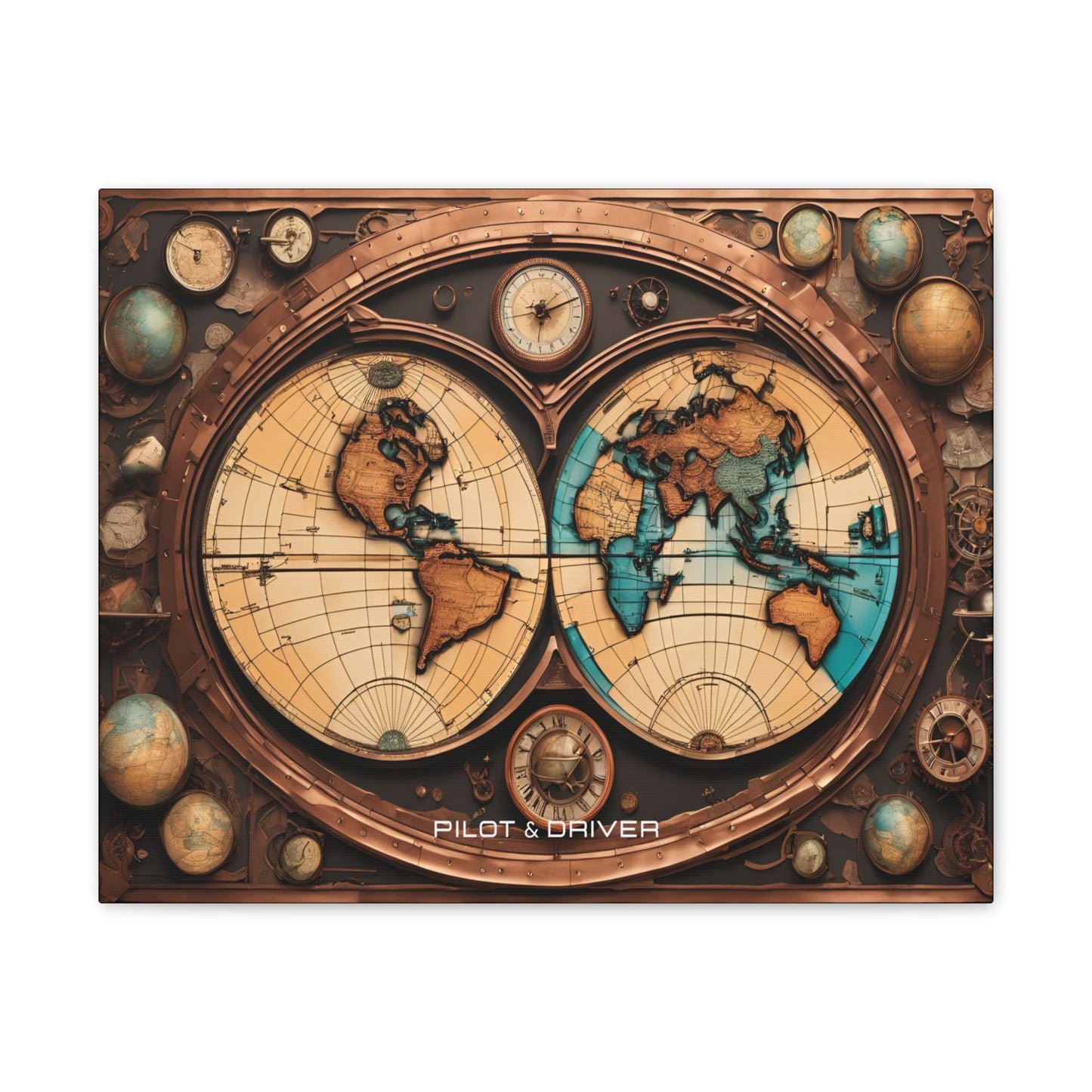 Pilot & Driver™ Vintage Maps Collection | Stretched Canvas Prints | Map 04