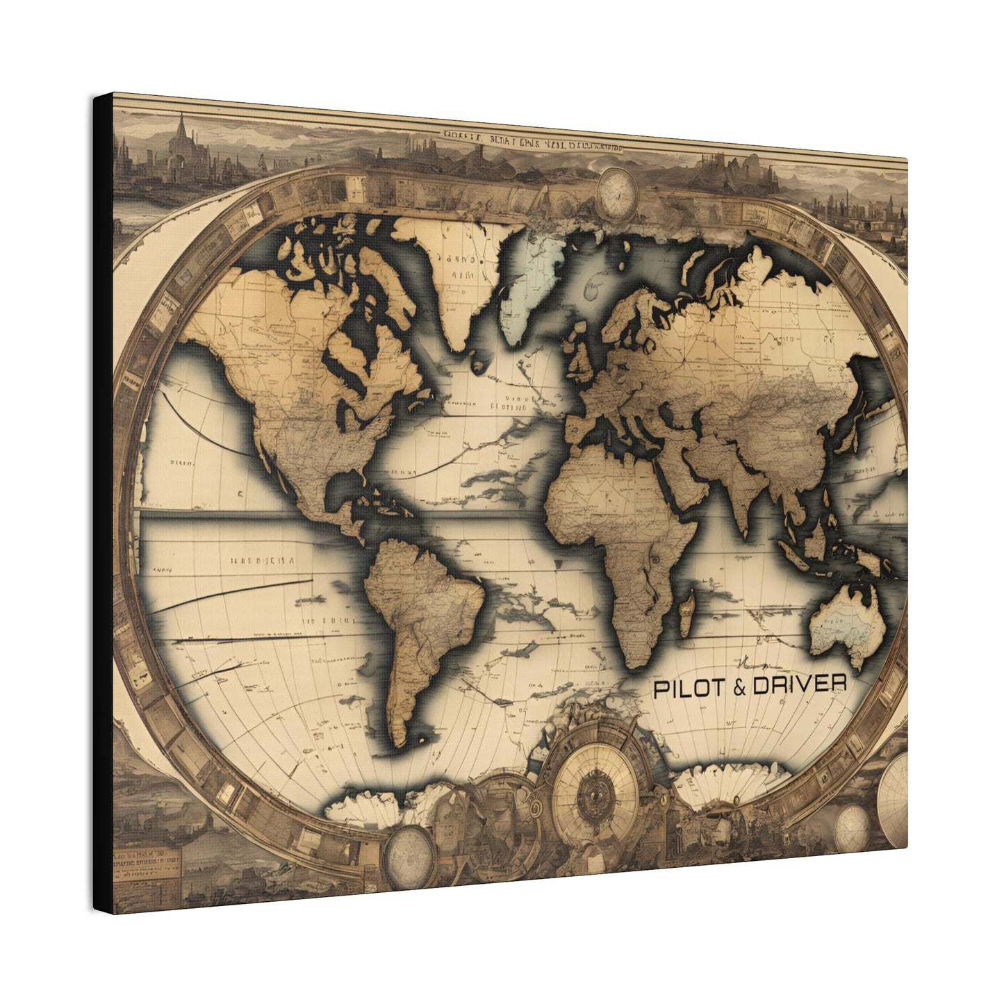 Pilot & Driver™ Vintage Maps Collection | Stretched Canvas Prints | Map 01