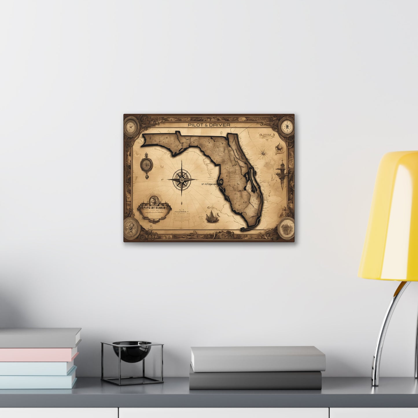 Pilot & Driver™ Vintage Maps Collection | Stretched Canvas Prints | Florida 01