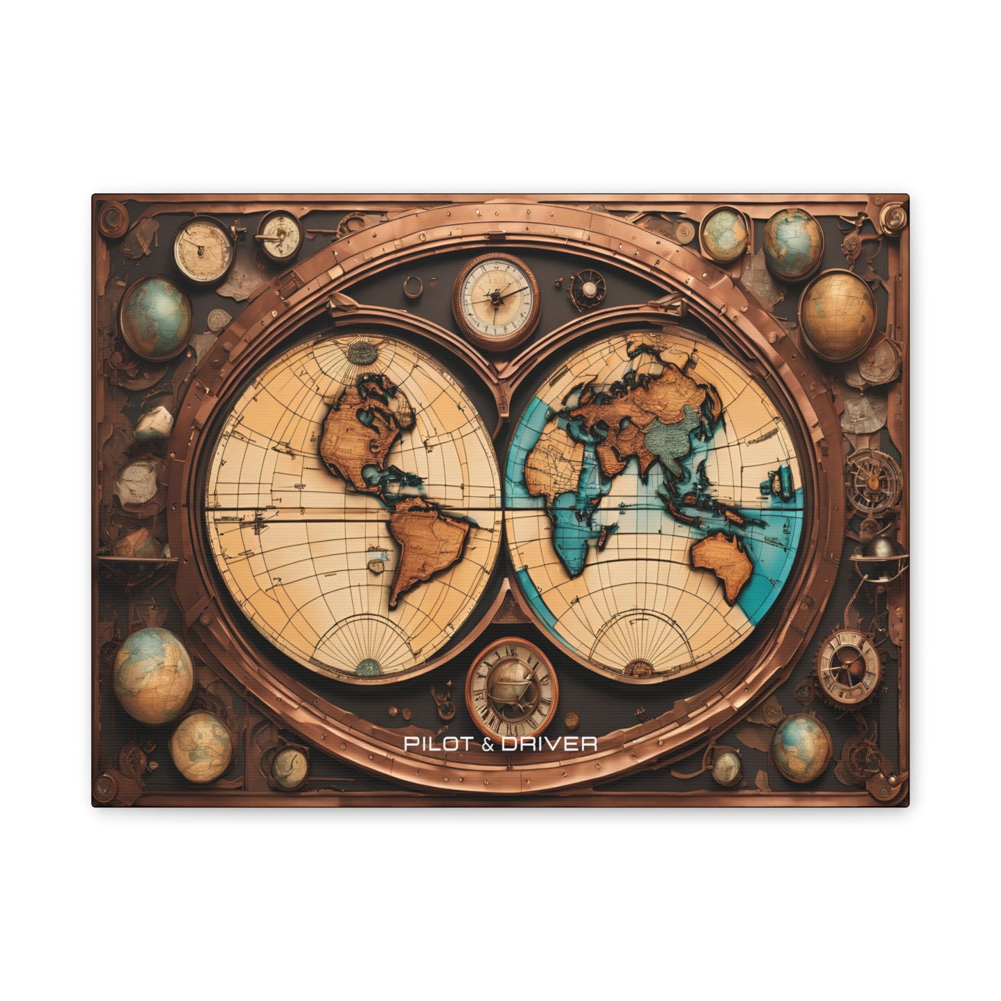 Pilot & Driver™ Vintage Maps Collection | Stretched Canvas Prints | Map 04