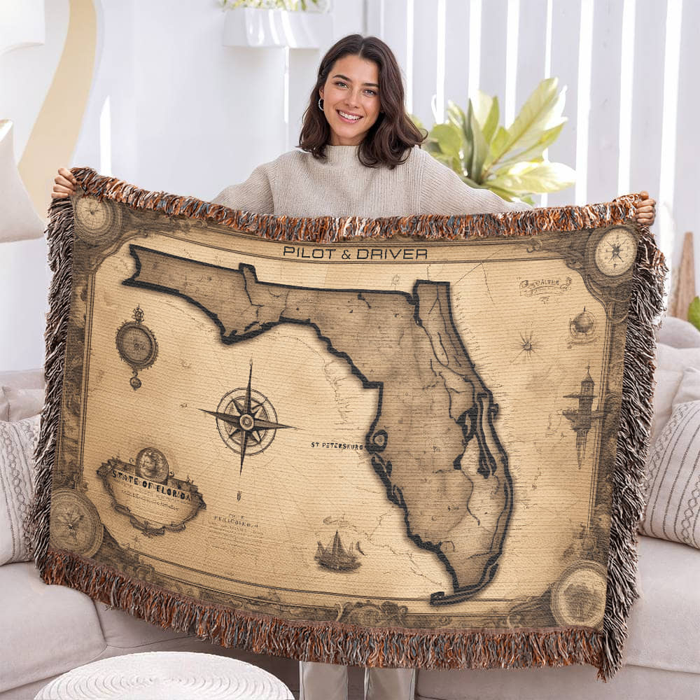 Pilot & Driver™ | Heirloom Woven Blanket | 100% Cotton | Florida