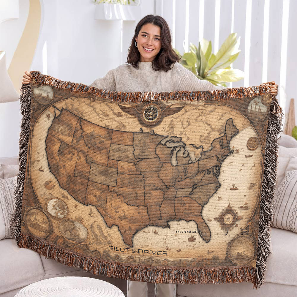Pilot & Driver™ | Heirloom Woven Blanket | 100% Cotton | USA 01