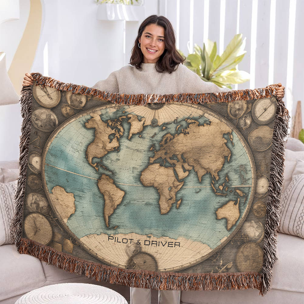 Pilot & Driver™ | Heirloom Woven Blanket | World Map 03