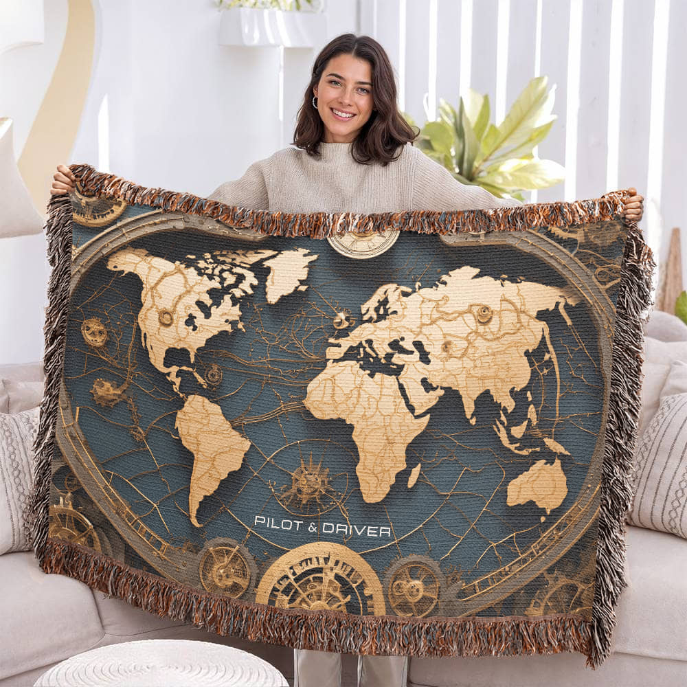 Pilot & Driver™ | Heirloom Woven Blanket | 100% Cotton | World 02