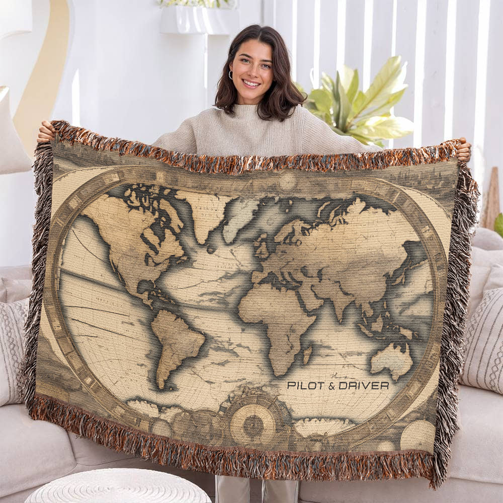 Pilot & Driver™ | Heirloom Woven Blanket | 100% Cotton | World 01