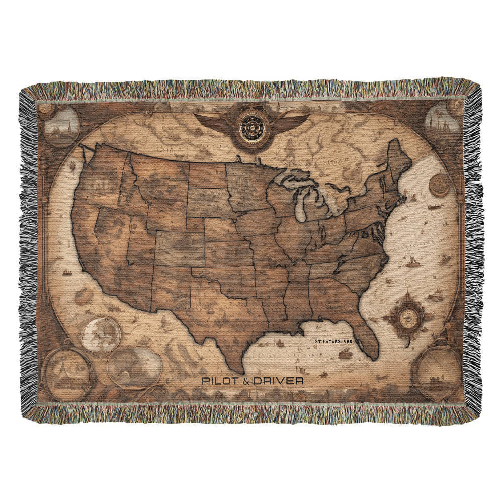 Pilot & Driver™ | Heirloom Woven Blanket | 100% Cotton | USA 01