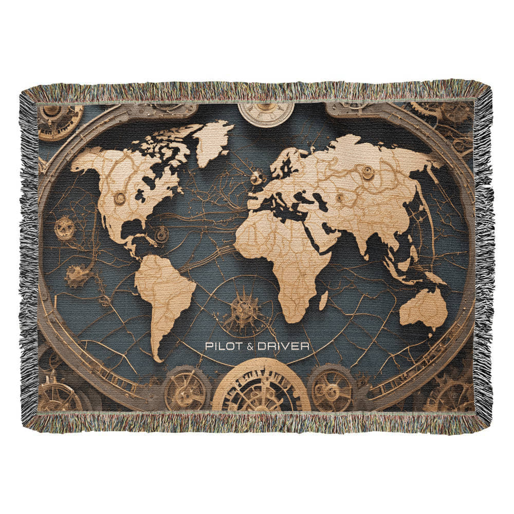 Pilot & Driver™ | Heirloom Woven Blanket | 100% Cotton | World 02