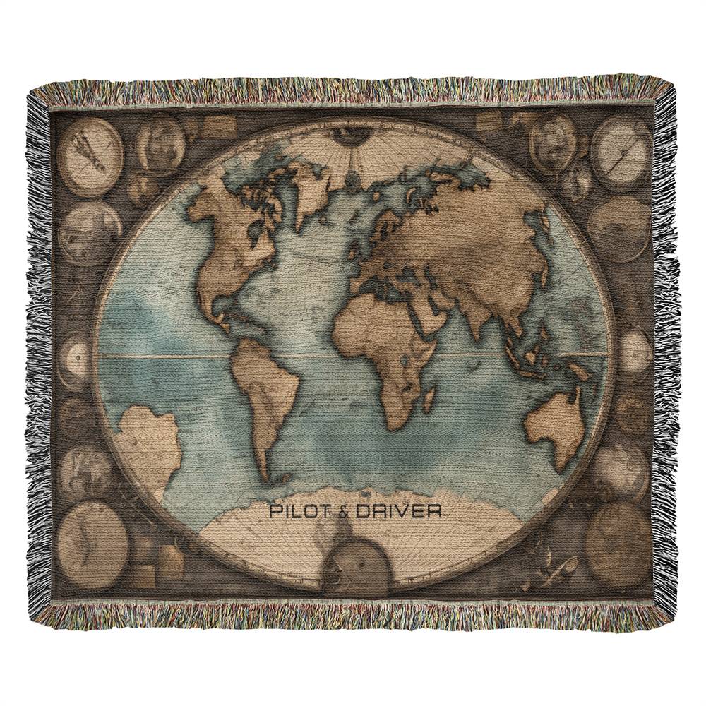 Pilot & Driver™ | Heirloom Woven Blanket | World Map 03