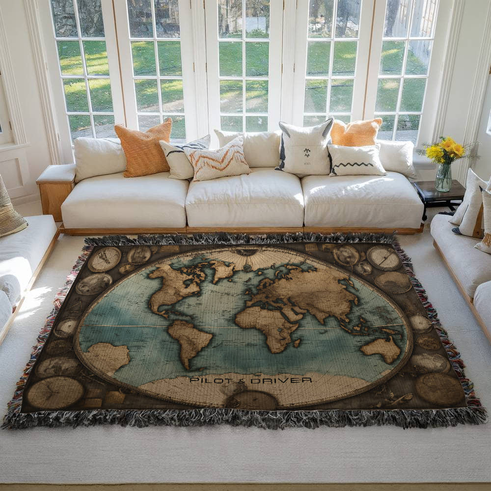Pilot & Driver™ | Heirloom Woven Blanket | World Map 03