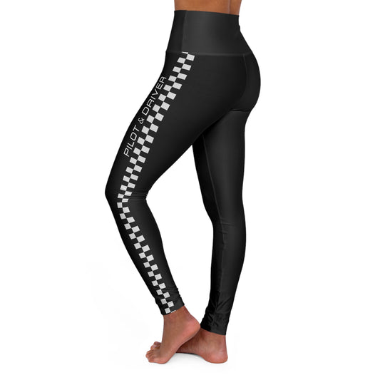 Pilot & Driver™ | High-Waisted Track Leggings | Onyx Black 02
