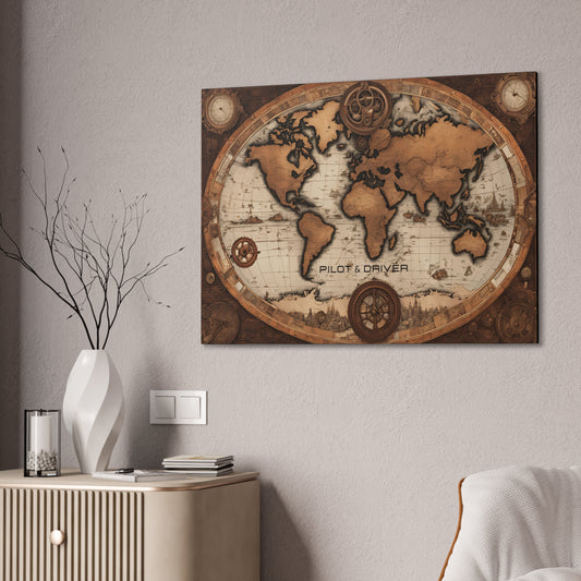 Pilot & Driver™ Vintage Maps Collection | Stretched Canvas Prints | Map 02